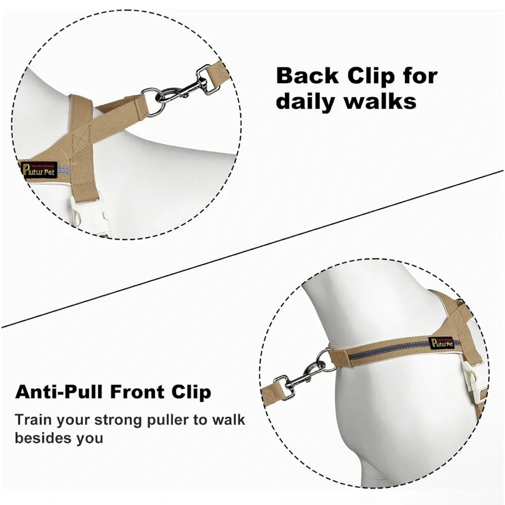 Plutus Pet Cotton Dog Harness Quick Fit Vest Harness Medium Beige, M